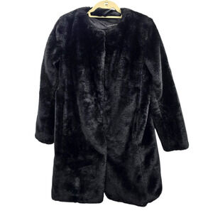 Banana Republic Coat Womens XS Faux Fur Black